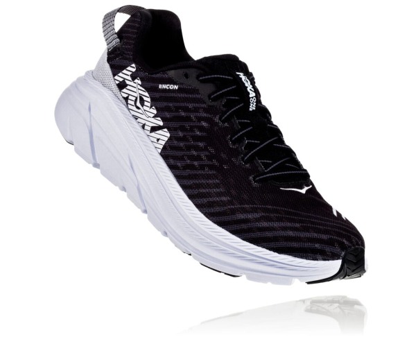 Hoka One One Rincon Mens UK - Black / White Running Shoes - BKELR0736